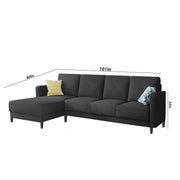 Swaloni LHS 6 Seater L Shape Sofa Set for Living Room (Black) Premium Fabric Sofa