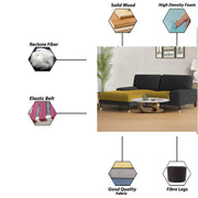 Latieo LHS 2 Seater Lounger L Shape Sofa Set for Living Room (Black Yellow) Premium Fabric Sofa