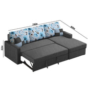 Rolando 4 Seater Sofa Cum Bed for Living Room (Cream Black) Premium Fabric Sofa