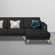 Falco RHS 6 Seater L Shape Sofa Set for Living Room (Black Fabric) Premium Fabric Sofa