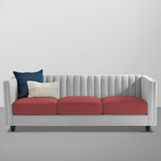 Martine 3 Seater Sofa Set for Living Room (Maroon Grey Fabric) | Premium Fabric Sofa