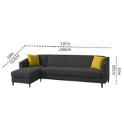Neyami LHS 6 Seater L Shape Sofa Set for Living Room (Black) Premium Fabric Sofa Set
