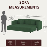 Cameron 3 Seater Sofa Cum Bed for Living Room (Green Fabric) Premium Fabric Sofa