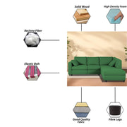 Dorian RHS 4 Seater L Shape Sofa Set for Living Room (Green Fabric) Premium Fabric Sofa