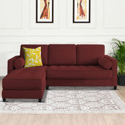 Sthone LHS 6 Seater L Shape Sofa Set for Living Room (Maroon Fabric)