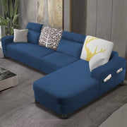 Amanda RHS 6 Seater L Shape,Sofa Set for Living Room (Blue Fabric)