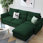 Andon 4 Seater L Shape Sofa Set for Living Room (Green Fabric) Right Side Sofa