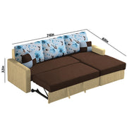 Rolando 4 Seater Sofa Cum Bed for Living Room (Cream Black) Premium Fabric Sofa