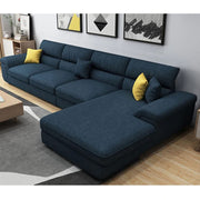 Anver 5 Seater L Shape Sofa Set for Living Room (Blue) Right Side