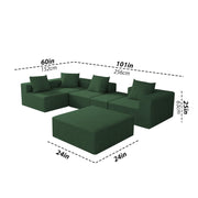 Sheron U Shaped Compressed Sofa Set for Living Room with Spacious Boucle Couch Set Living Rooms, (Green Fabric) Premium Fabric U Shape Sofa for Living Room