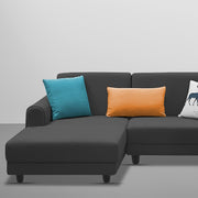 Casaliving Kaven LHS 4 Seater L Shape Sofa Set for Living Room (Black Fabric)