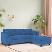 Blustin RHS 4 Seater L Shape Sofa Set for Living Room (Blue Fabric) Premium Fabric Sofa