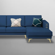 Falco RHS 4 Seater L Shape Sofa Set for Living Room (Blue Fabric) Premium Fabric Sofa