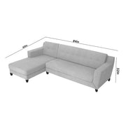 Fracher LHS 4 Seater L Shape Sofa Set for Living Room (Grey Fabric) Premium Fabric Sofa