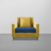 Garcia 1 Seater Sofa Set for Living Room (Blue Yellow - Colour) Premium Fabric Sofa Set