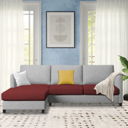 Hanery 4 Seater L Shape Sofa Set for Living Room | Colour - Maroon Grey