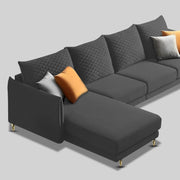 Casaliving Stanly LHS 6 Seater L Shape Sofa Set for Living Room (Black Fabric)
