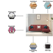 Falco RHS 4 Seater L Shape Sofa Set for Living Room (Maroon Fabric) Premium Fabric Sofa