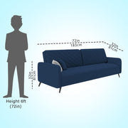 Casaliving Mazano 3 Seater Sofa Set for Living Room (Blue Colour) Premium Fabric Sofa