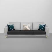 Casaliving Falco 3 Seater Sofa Set for Living Room (Black Grey Fabric) Premium Fabric Sofa