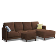 Swaloni RHS 6 Seater L Shape Sofa Set with Center Table for Living Room (Brown) Premium Fabric Sofa