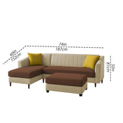 Neyami LHS 4 Seater with Ottoman L Shape Sofa Set for Living Room (Cream Brown) Premium Fabric Sofa Set