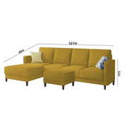 Swaloni LHS 6 Seater L Shape Sofa Set with Center Table for Living Room (Yellow) Premium Fabric Sofa