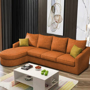 Shrank Round Lounger L Shape 6 Seater Sofa Set for Living Room (Orange) Fabric Sofa | LHS