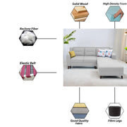 Lifestyle 4 Seater RHS L Shape Sofa Set for Living Room - (Grey Fabric) Premium Fabric Sofa Set