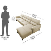 Janifer RHS 6 Seater L Shape Sofa Set for Living Room (Cream Colour) Premium Fabric Sofa Set