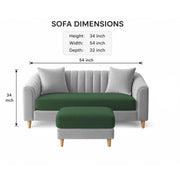 Casaliving Doraldo 2 Seater with Ottoman Sofa Set for Living Room (Black Colour) Premium Fabric Sofa Set