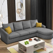 Shrank Round Lounger L Shape 6 Seater Sofa Set for Living Room (Grey) Fabric Sofa | RHS