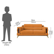 Falconar 3 Seater Sofa Set for Living Room (Orange Fabric) Premium Fabric Sofa