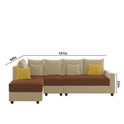 Inclair LHS 6 Seater L Shape Sofa Set for Living Room (Cream Brown Fabric) Premium Fabric Sofa