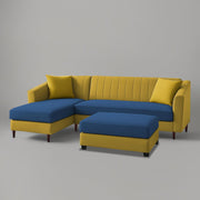 Neyami LHS 4 Seater with Ottoman L Shape Sofa Set for Living Room (Blue Yellow) Premium Fabric Sofa Set