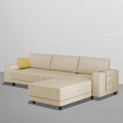 Linus RHS 4 Seater L Shape Sofa Set for Living Room (Cream Fabric) Premium Fabric Sofa