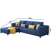 Casaliving Minta LHS 4 Seater L Shape Sofa Set for Living Room (Blue Premium Colour Fabric)