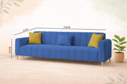 Velour Modern Velvet Sofa, Tufted Design Upholstered 3 Seater Sofa Set for Living Room, (Black Colour) Premium Velvet Fabric Sofa