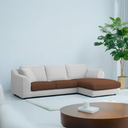 Cortina RHS 4 Seater L Shape Sofa Set for Living Room (Brown Grey Fabric) Premium Fabric Sofa