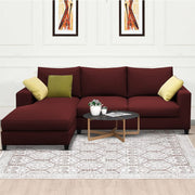 Rihan 4 Seater L Shape Sofa Set Living Room (Maroon Fabric) Left Side Sofa
