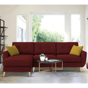 Lizel LHS 4 Seater L Shape Sofa Set for Living Room (Maroon Fabric) Premium Velvet Fabric Sofa