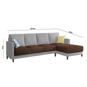 Swaloni RHS 6 Seater L Shape Sofa Set for Living Room (Brown Grey) Premium Fabric Sofa