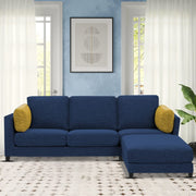 Nairo 4 Seater Interchangeable L Shape Sofa with Ottoman for Living Room (Blue Fabric)
