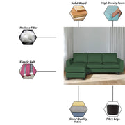 Danver LHS 4 Seater L Shape Sofa Set for Living Room (Green Fabric) Premium Fabric Sofa