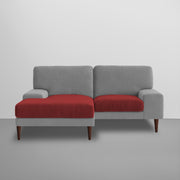 Latieo LHS 2 Seater Lounger L Shape Sofa Set for Living Room (Maroon Grey) Premium Fabric Sofa