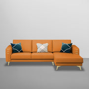 Falco RHS 4 Seater L Shape Sofa Set for Living Room (Orange Fabric) Premium Fabric Sofa