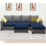 Rihan 8 Seater L Shape Sofa Set with Ottoman for Living Room (Blue Grey Fabric) Right Side Sofa