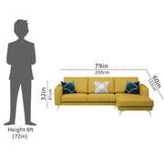 Falco RHS 4 Seater L Shape Sofa Set for Living Room (Yellow Fabric) Premium Fabric Sofa