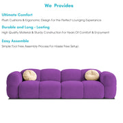 Casaliving Vetras Modern Velvet Bubble Cloud Sofa, Tufted Design Upholstered 3 Seater Sofa Set for Living Room,(Blue Colour) Premium Velvet Fabric Sofa