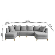 Zoe 8 Seater U Shape Sofa Set for Living Room (Black Grey Colour) Premium Fabric Sofa Set Living Room